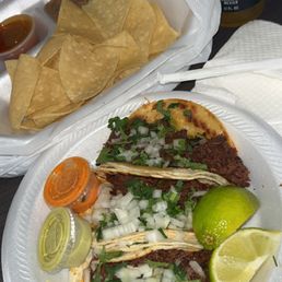 Barbacoa Tacos w/ chips Barbacoa Tacos w/ chips