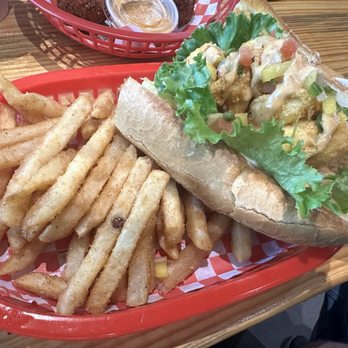 Te'Jun, The Texas Cajun- Keller - 2025 Shrimp Po'boy and crispy fries- Fantastic! - Seafood Near Me - Keller, Texas