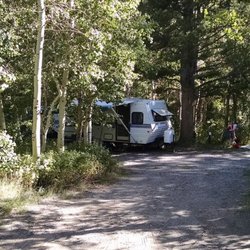 Tioga Vacation Trailer Rentals - One of our trailers set up at Lee Vining campground.