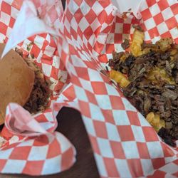 K Star BBQ - Pulled pork sandwich and Brisket Fries. (Fries have already been eaten because... YUM!)