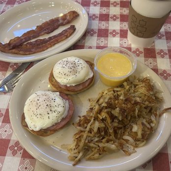 The Coffee Break - Eggs Benedict 2 poached eggs, hollandaise sauce on an English muffin w/side - Coffee & Tea Near Me - Shelbyville, Tennessee The Coffee Break - Eggs Benedict 2 poached eggs, hollandaise sauce on an English muffin w/side - Coffee & Tea Near Me - Shelbyville, Tennessee