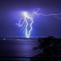 Amy Leyack - Rare lightning storm over Clear Lake
