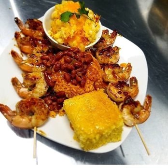 Vibe Lounge - Shrimp skewers, Mac and cheese, with red rice and beans - Lounges Near Me - Pawtucket, Rhode Island Vibe Lounge - Shrimp skewers, Mac and cheese, with red rice and beans - Lounges Near Me - Pawtucket, Rhode Island