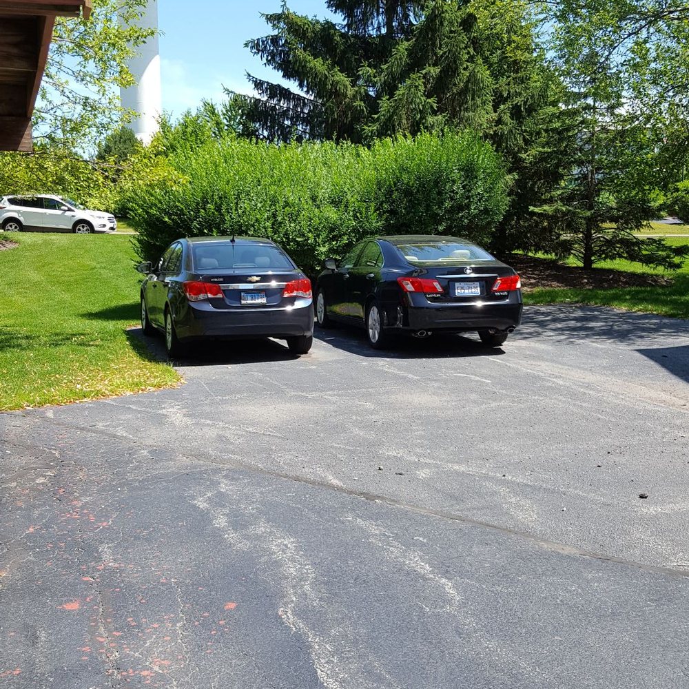 Two cars parked July 3rd when sealcoating was to happen. On Vanderbilt Drive our driveway was not seal coated because of these two people. Two cars parked July 3rd when sealcoating was to happen. On Vanderbilt Drive our driveway was not seal coated because of these two people.