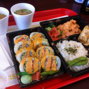 SushiMan - spicy tuna tempura roll and ahi bento box with miso soup - Japanese Near Me - San Diego, California SushiMan - spicy tuna tempura roll and ahi bento box with miso soup - Japanese Near Me - San Diego, California