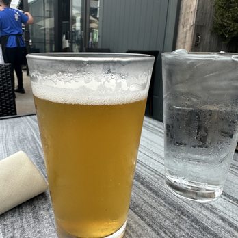 Kristy's Village Cafe - They don't fill your beer to the top of their glass here, or at least on this Sunday. 2 glasses came out like this! (For $8) - New American Near Me - Malibu, California