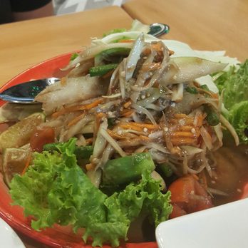 Too Thai Street Eats - Papaya Salad with Crab and anchovies - Thai Near Me - Carrollton, Texas Too Thai Street Eats - Papaya Salad with Crab and anchovies - Thai Near Me - Carrollton, Texas
