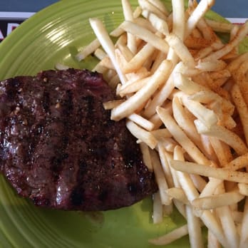 Barnabys Cafe - Perfectly cooked flat iron steak and french fries - American Near Me - Houston, Texas
