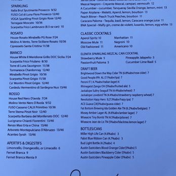 Pastaria - Drinks Menu - Italian Near Me - Nashville, Tennessee