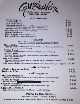 Menu photo 8 Gustavo's Dahlonega, GA