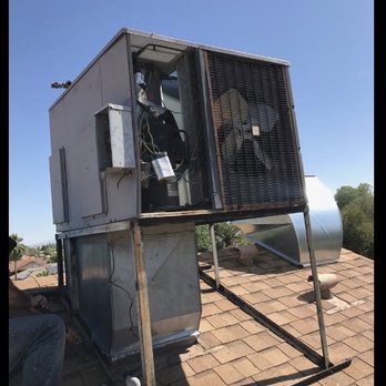 Javi Air Conditioning - New AC compressor/air handler combo creatively installed on the roof to fix a poor design on the original equipment - Heating & Air Conditioning/HVAC Near Me - Gilbert , Arizona Javi Air Conditioning - New AC compressor/air handler combo creatively installed on the roof to fix a poor design on the original equipment - Heating & Air Conditioning/HVAC Near Me - Gilbert , Arizona