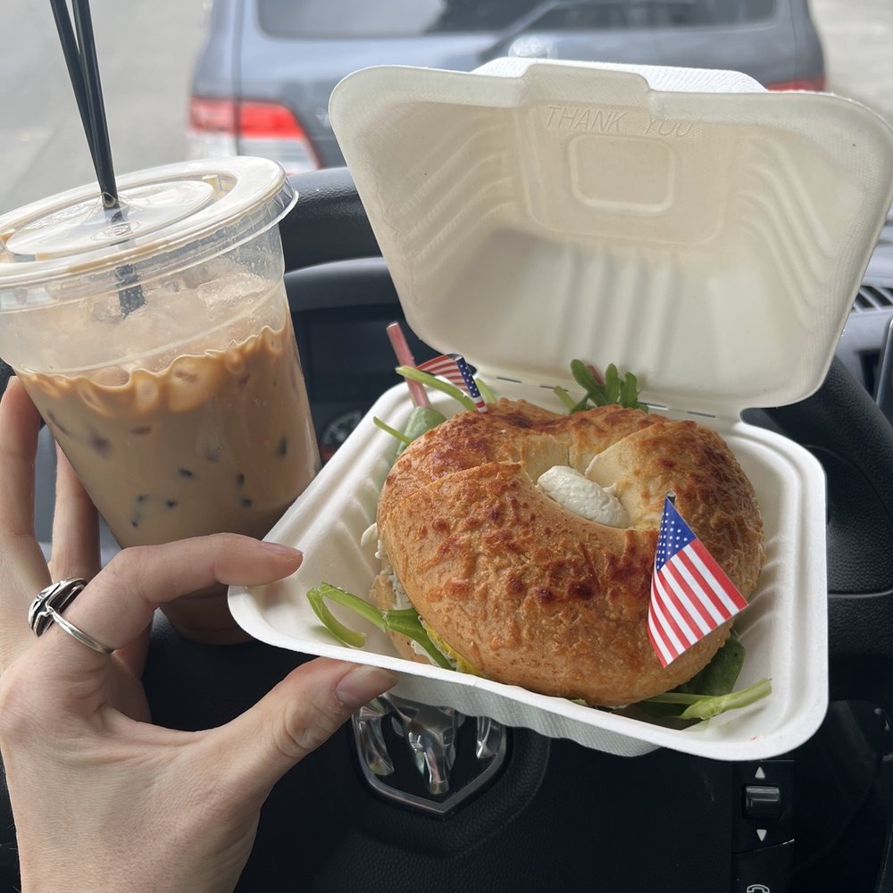 Oatmilk latte The Sunrise Sandwich Oatmilk latte The Sunrise Sandwich