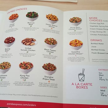 Panda Express - Take out menu. Oct 2015 - Fast Food Near Me - Sherwood Park, Alberta