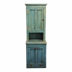 Corner House Collections - $300! Early 20th Century American Primitive Pine Wood Painted Farmhouse Hutch!