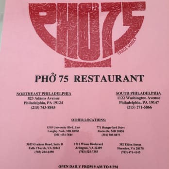 Pho 75 - Front menu as of Sept 14th, 2014 - Vietnamese Near Me - Philadelphia, Pennsylvania Pho 75 - Front menu as of Sept 14th, 2014 - Vietnamese Near Me - Philadelphia, Pennsylvania