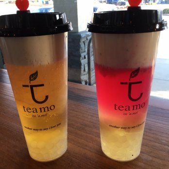 Teamo Tea Cafe - Jasmine tea with lychee boba and cheese foam, and Red Dragon Fruit and Lychee Tea with lychee boba and  coconut foam - Desserts Near Me - Sandy Springs, Georgia