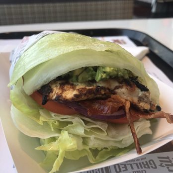 Habit Burger & Grill - Lettuce wrapped club sandwich but i added raw onions - Burgers Near Me - Tulare, California