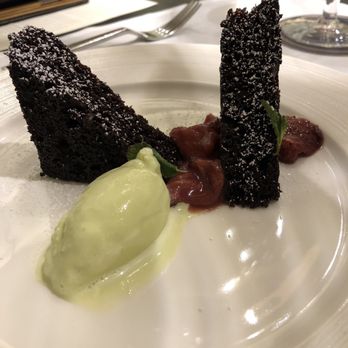 Savor - Chocolate balsamic cake with basil ice cream - New American Near Me - San Antonio, Texas