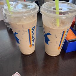 One iced caramel macchiato, and one ice double eagle. Can you tell the difference? One iced caramel macchiato, and one ice double eagle. Can you tell the difference?