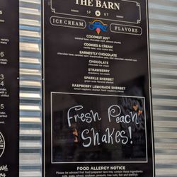 The Barn - Wall Brothers - Ice cream menu