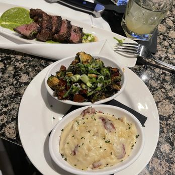 The Capital Grille - Sam's Mashed Potatoes and Soy Glazed Brussels Sprouts with Bacon (small portions as requested) - Steakhouses Near Me - Dunwoody, Georgia