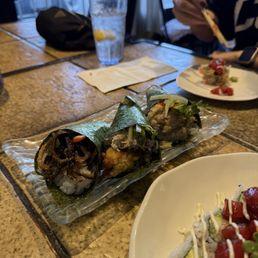 hand rolls (salmon skin, spider, blue crab) hand rolls (salmon skin, spider, blue crab)
