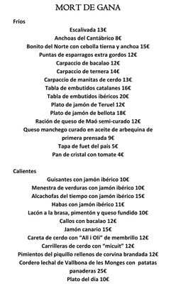 Menu photo 3 Mort de Gana Barcelona, B Menu photo 3 Mort de Gana Barcelona, B