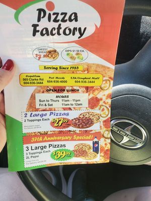 Menu photo 1 Pizza Factory Coquitlam, BC Menu photo 1 Pizza Factory Coquitlam, BC