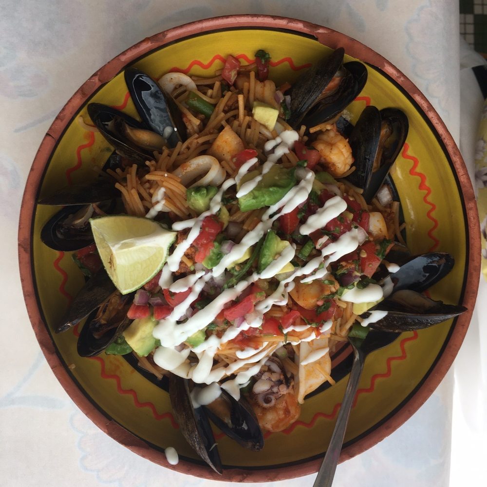 El Pavo Real - Seafood and chorizo fideos with mussels drum shrimp clamari - Mexican Near Me - New Orleans, Louisiana