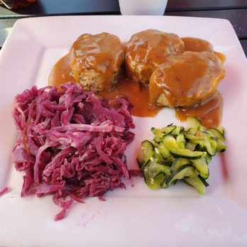 Red Viking Restaurant - Danish meatballs, delicious, with cabbage and pickles...I had other options but im not a mashed potato fan. Amazing meatballs!! - Breakfast & Brunch Near Me - Solvang, California