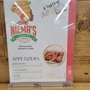 Niema's Cookery Corner - Menu - African Near Me - Shreveport, Louisiana Niema's Cookery Corner - Menu - African Near Me - Shreveport, Louisiana