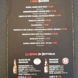 Menu drinks