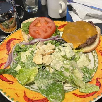 X-Site Grill & Bistro - Deluxe Cheese burger with side Caesar Salad. - Bars Near Me - Burnaby, British Columbia X-Site Grill & Bistro - Deluxe Cheese burger with side Caesar Salad. - Bars Near Me - Burnaby, British Columbia