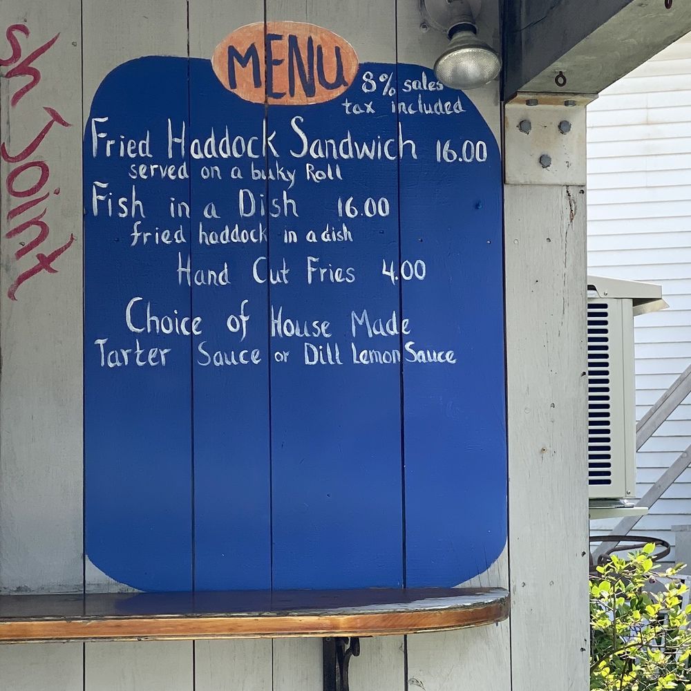 Bet's Fish Fry - a menu on the wall - Seafood Near Me - Boothbay, Maine Bet's Fish Fry - a menu on the wall - Seafood Near Me - Boothbay, Maine