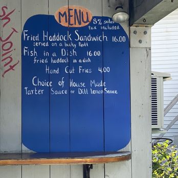 Bet's Fish Fry - a menu on the wall - Seafood Near Me - Boothbay, Maine