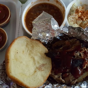 Pork On A Fork - Beans and potato salad with shredded BBQ pork. Yummy - Barbeque Near Me - Phoenix, Arizona