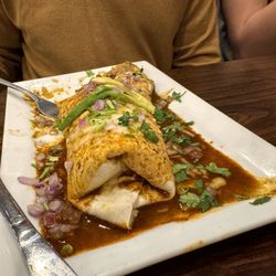 Birrieria Dona Maria - Burrito Birria with goat meat.  We felt it covered up the flavor of the goat too much with the beans and rice.