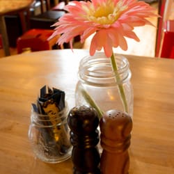 Rustic cute little condiments on every table