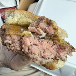 Fred's Fish House - One delicious medium rare burger. Please cook well done when asked to do so.