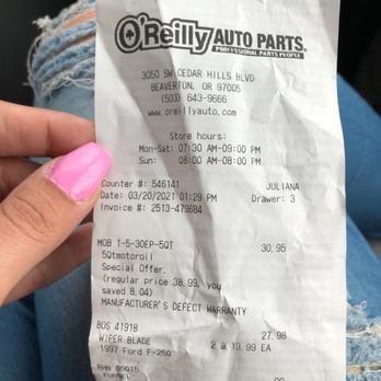 Can O'Reilly Look Up My Receipt 