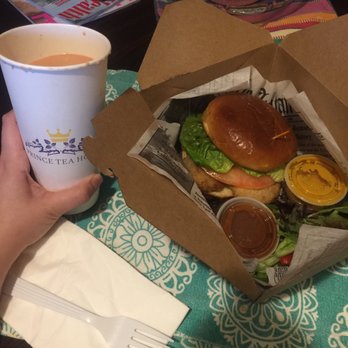 Prince Tea House - C3. Rose Milk Tea and Katsu Chicken Sandwich - Tea Rooms Near Me - Flushing, New York