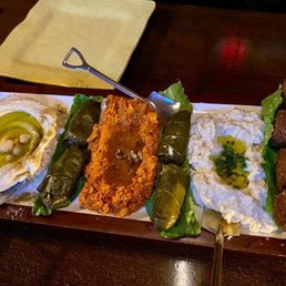 Sampler. Hummus, grape leaves, falafel and more! Sampler. Hummus, grape leaves, falafel and more!