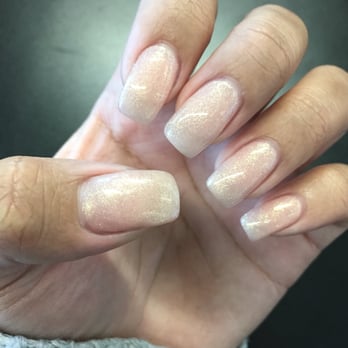 702 Nail Lounge - Done by Jolene - Subtle nudey & glittery color, has a gold, peach tone! - Nail Salons Near Me - Henderson, Nevada