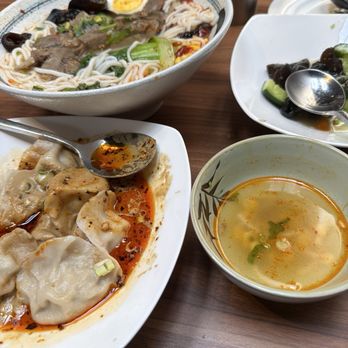 Blissful Noodle - Spicy beef noodle soup, sesame pork wontons, and black fungus and cucumber salad - Noodles Near Me - Burlingame, California Blissful Noodle - Spicy beef noodle soup, sesame pork wontons, and black fungus and cucumber salad - Noodles Near Me - Burlingame, California