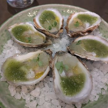 Aiko - Oysters with aguachile and yuzu granita - Japanese Near Me - Houston, Texas Aiko - Oysters with aguachile and yuzu granita - Japanese Near Me - Houston, Texas