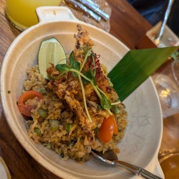 Saffron - Crab fried rice. Mushy and bland. Recommend to skip. - Thai Near Me - Playa del Carmen, ROO Saffron - Crab fried rice. Mushy and bland. Recommend to skip. - Thai Near Me - Playa del Carmen, ROO