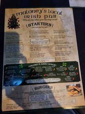 Menu photo 1 Maloney's Local Irish Pub Tampa, FL Menu photo 1 Maloney's Local Irish Pub Tampa, FL