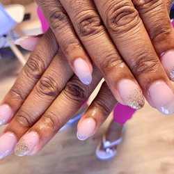 Nail Lounge - Almond shape acrylic with gel polish.
