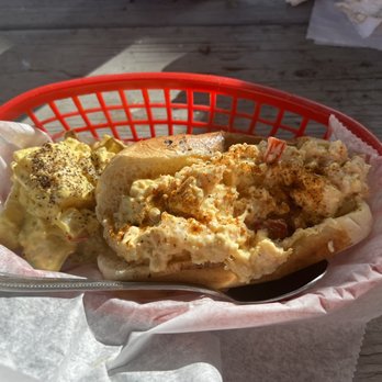 Coco Jim’s Cafe - Lobster roll with potato salad. - Cafes Near Me - St John, Virgin Islands