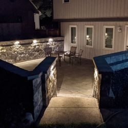 Eagleizer Outdoor Living - Sunken Paver Patio, Retaining Walls, Lighting